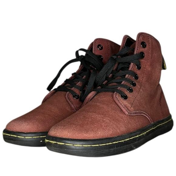 Womens Dr. Martens Shoreditch 13524603 Canvas Ankle Bootie Size 6 Red Lace Up - Picture 2 of 6